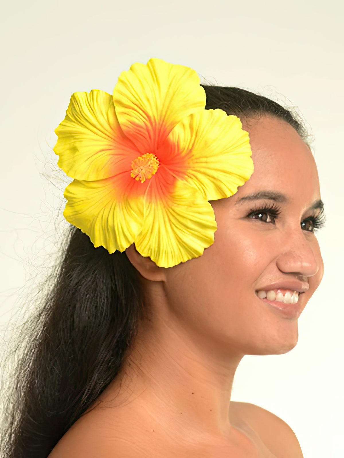 Ka Makani - Yellow Jumbo Hibiscus Hair Stem 6.5"