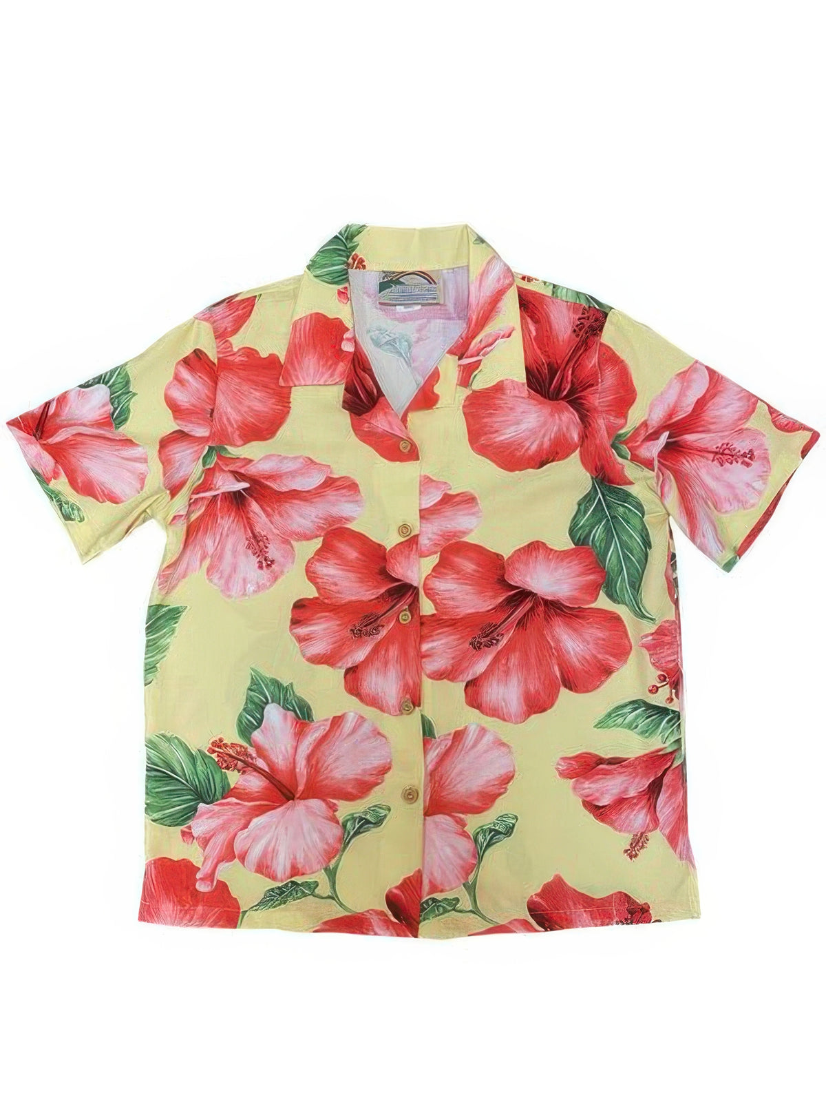 Paradise Found - Hibiscus Blossom Yellow Rayon Women's Hawaiian Shirt
